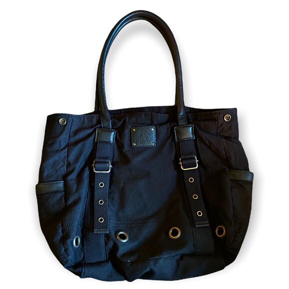 Burberry Black Large Side Snap With Strap Rivet Tote Purse - Picture 1 of 10